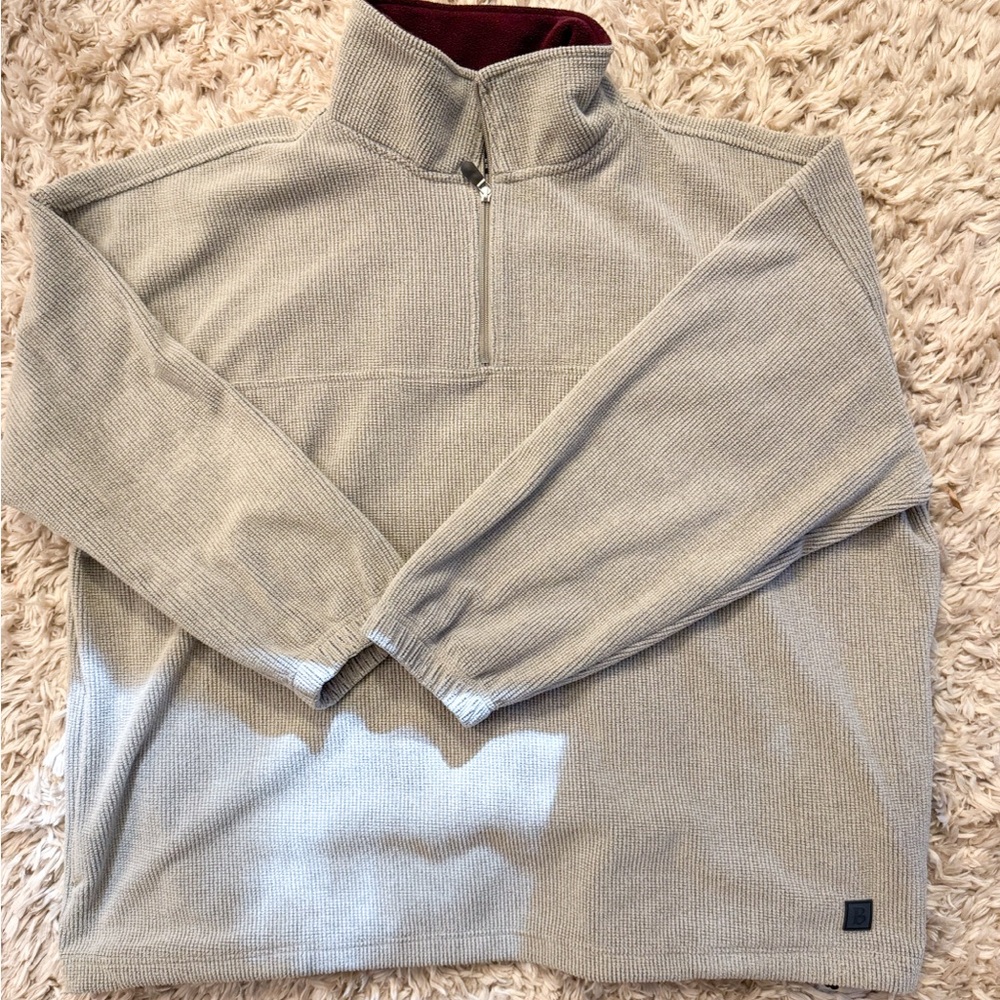 Britches Zip Up Fleece Sweater Gray & Red, Timeless Classic Knit Casual Style,3X